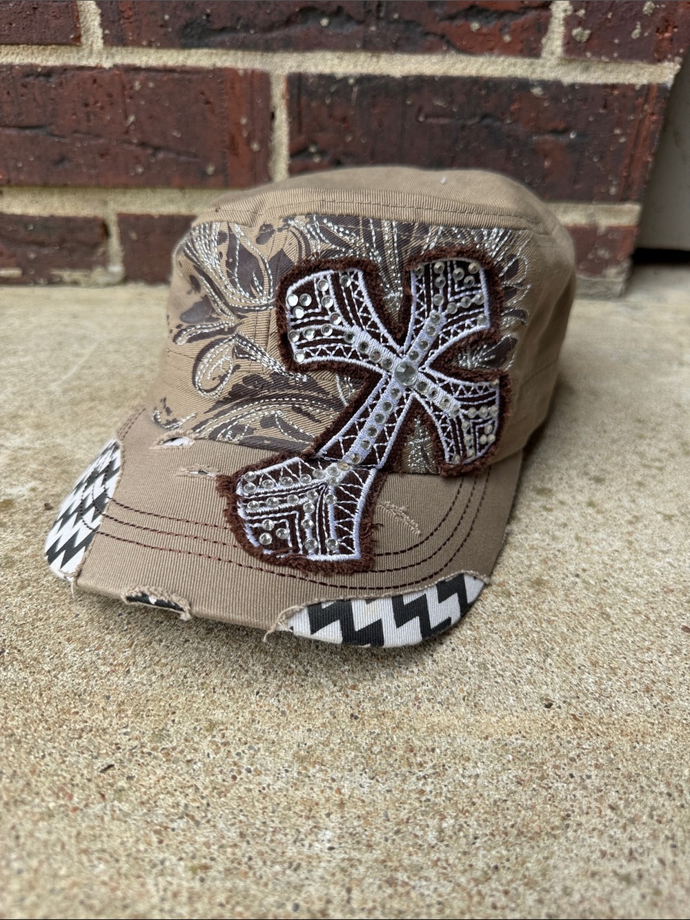 Leader LOGA Y2K Rhinestone Cross Trucker Hat | Edgy Grunge Glam Cap